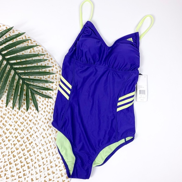 Adidas Adjustable Three Stripe Blue One Piece - Picture 1 of 7